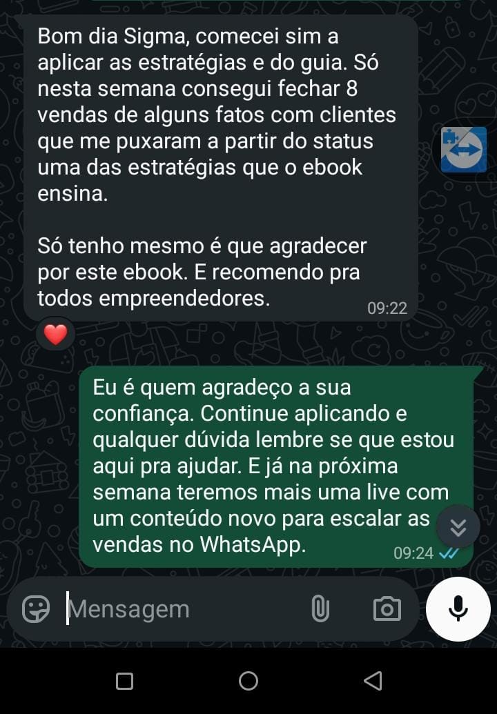 Feedback real de leitor do ebook
